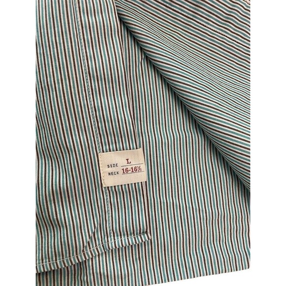 J Crew Shirtings VTG 2 Ply Cotton Striped Button Shirt Preppy Business Soft L - Picture 4 of 10